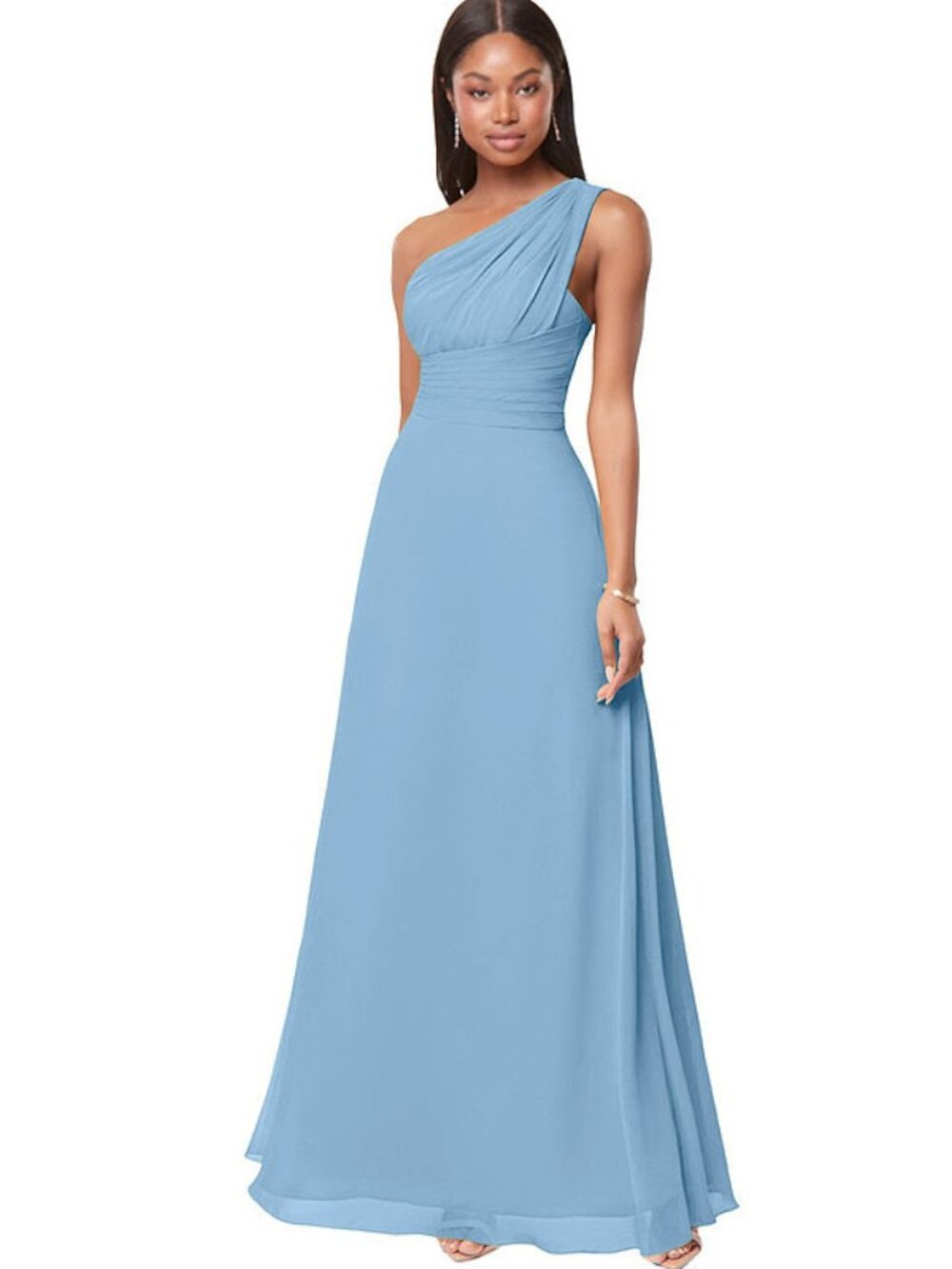 Azazie Ashley Steel Blue Bridesmaid Dress